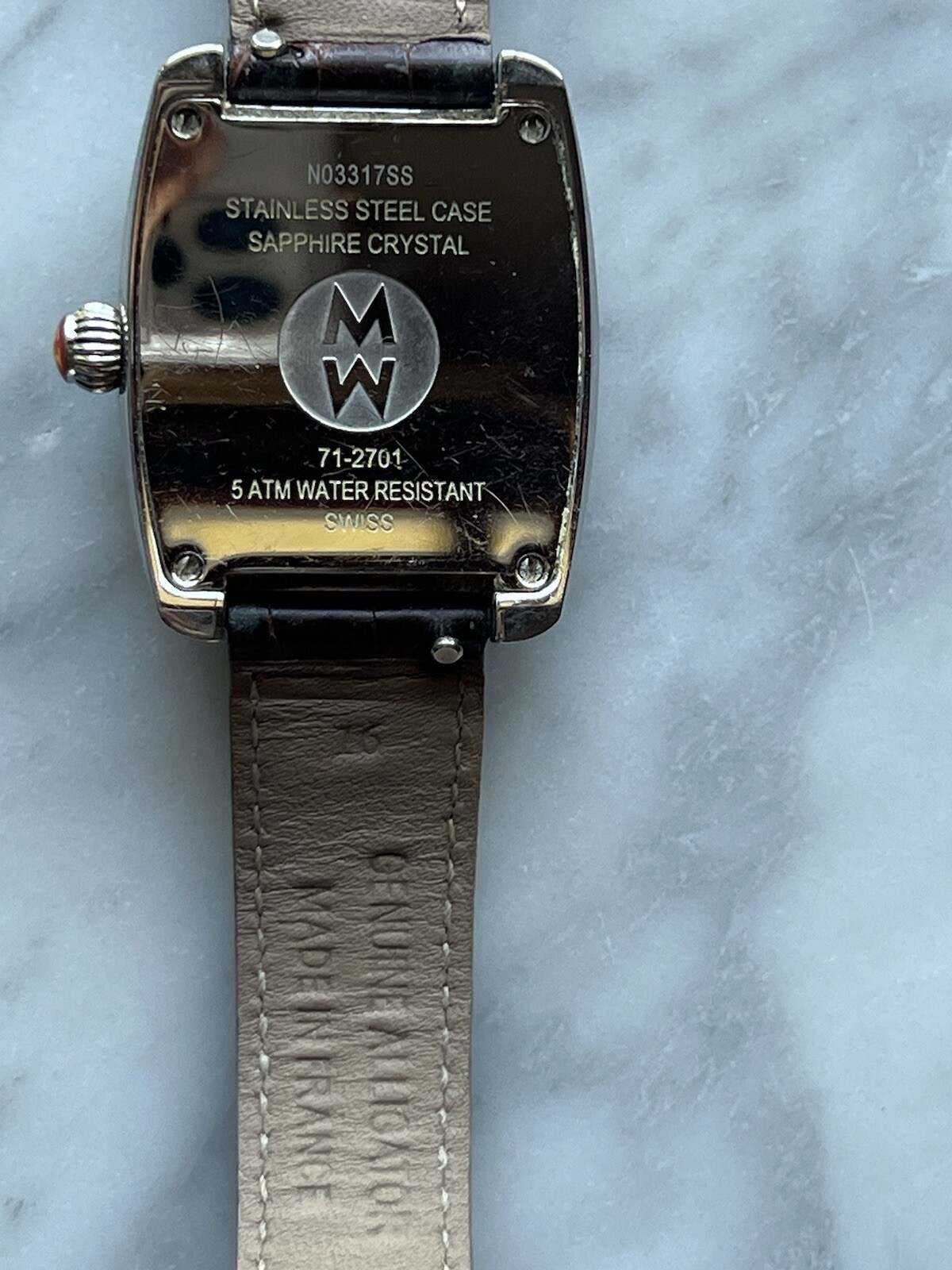Michele Authentic Mini Urban Diamond Watch w/Brown Alligator Leather Strap