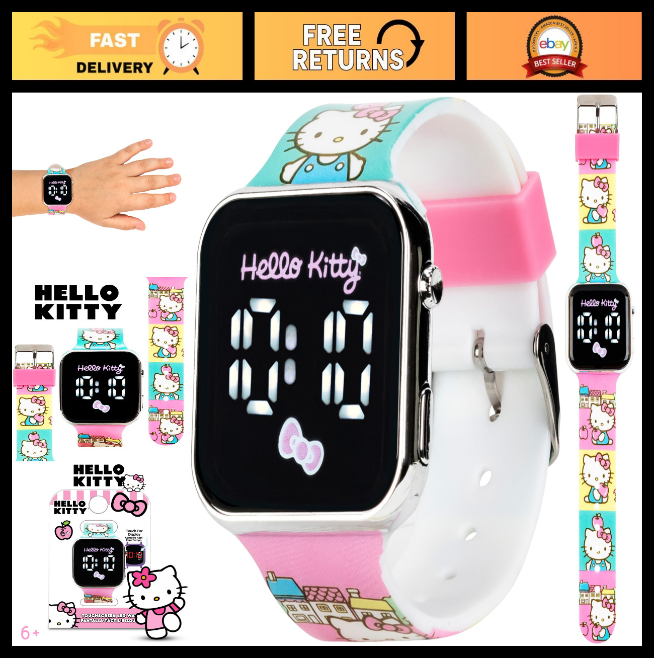 Kids Touchscreen LED Watch, Sanrio Character Design, Digital Display, Silicone B