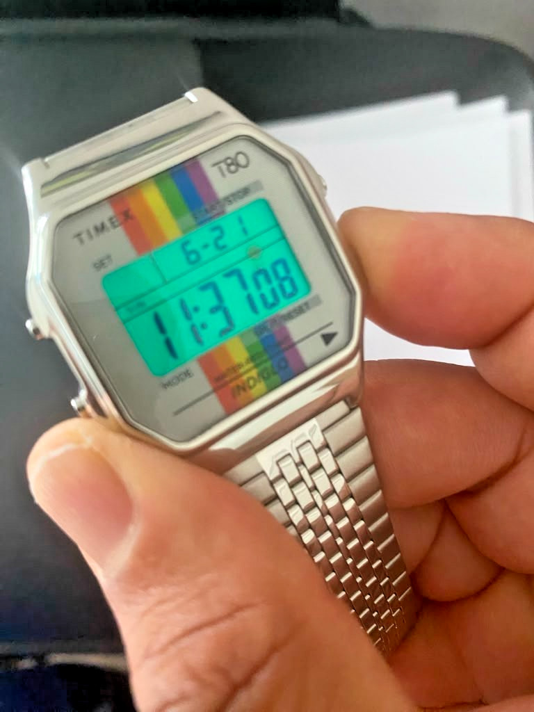 Timex T80 Digital Watch Rainbow Pride Indigo 30meters TW2U70700 (Read Desc)