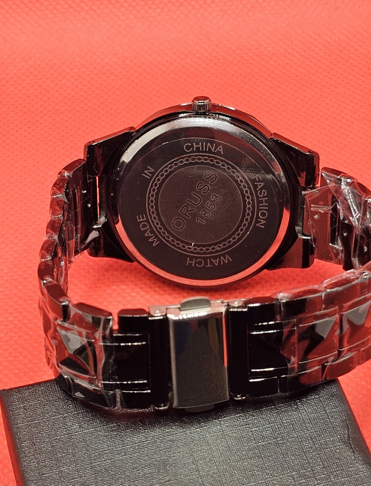 ORUSS 1853 Men’s Black Chronograph Style Watch 42mm Date Display Bracelet