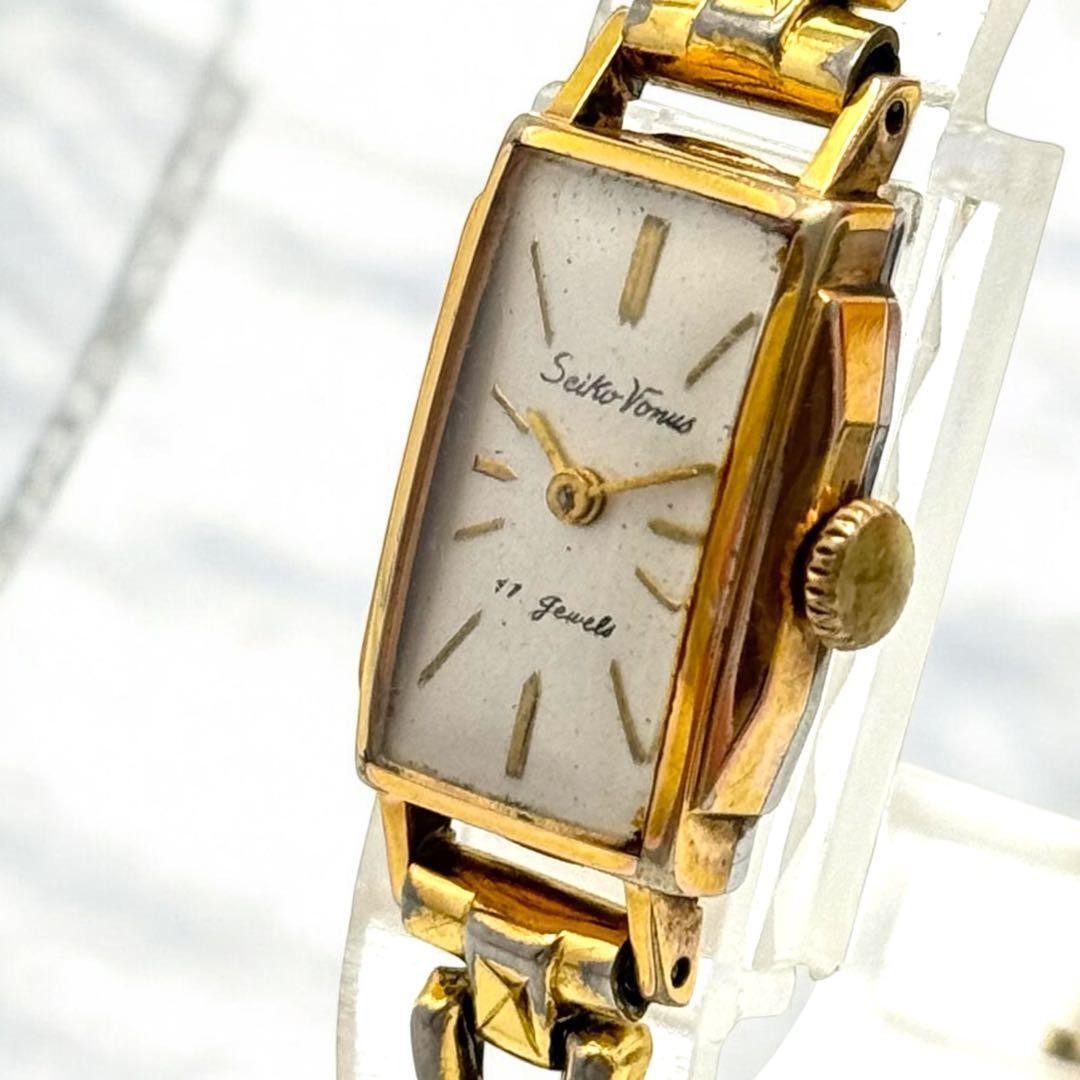 SEIKO manual winding watch working condition Venus tonneau 1124217 gold