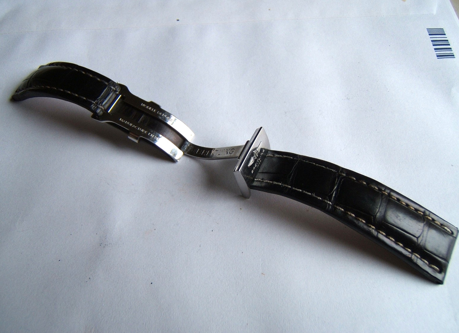 GENUINE BREITLING 24MM BLACK CROCODILE STRAP BAND 24/20 W DEPLOYMENT CLASP