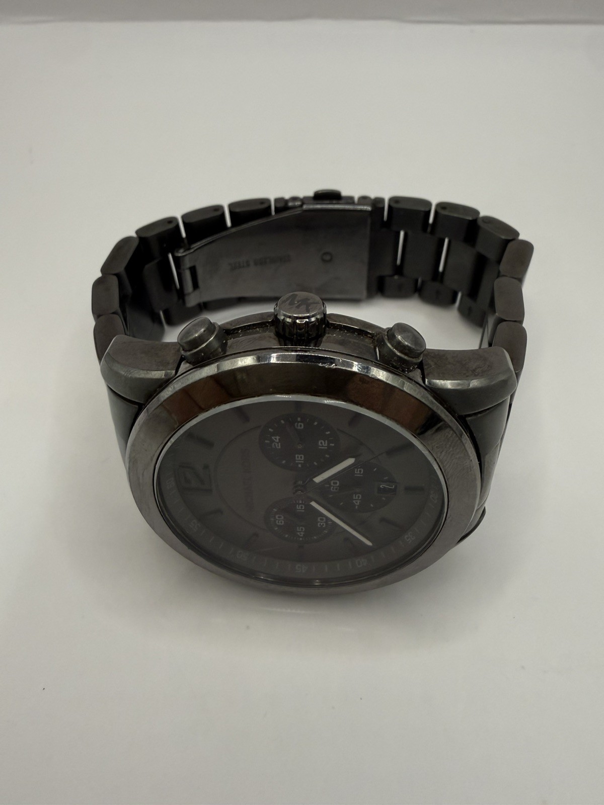 Michael Kors MK-8479 Men’s Chronograph Watch Gunmetal Black Stainless Steel 8″