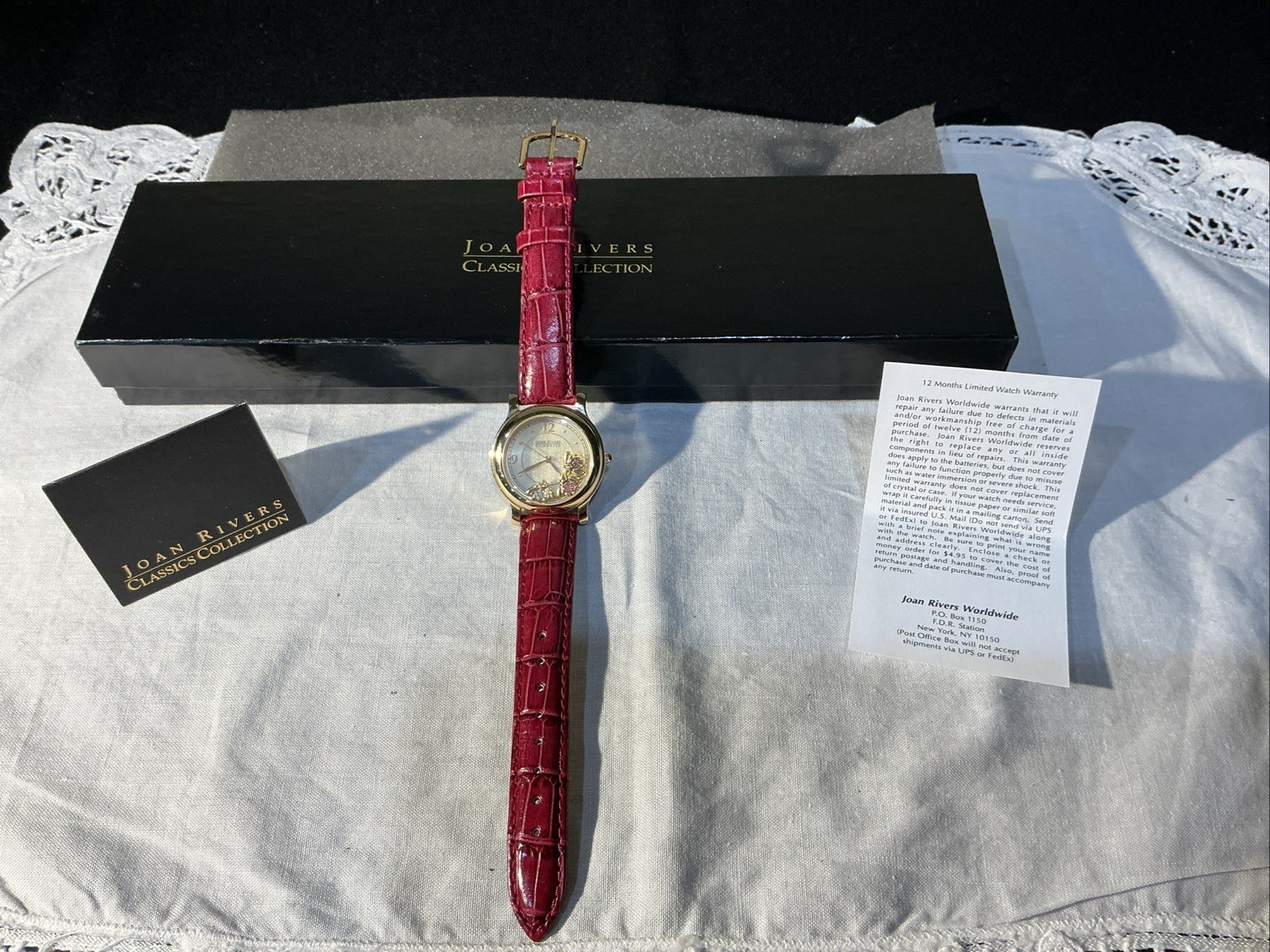 Vtg Joan Rivers Classics Leather Watch Bees Charms Japan Movement RARE *NEW BATT