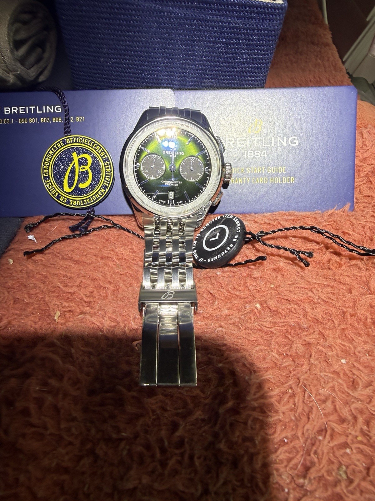 Breitling Premier Automatic Chronograph Black Dial Date Tachymeter Box