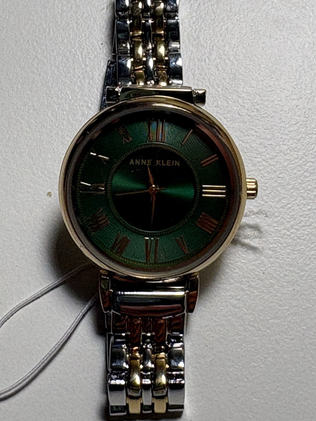 Anne Klein Women’s Quartz Analog Dress Watch Green Dial Two-Tone Bracelet