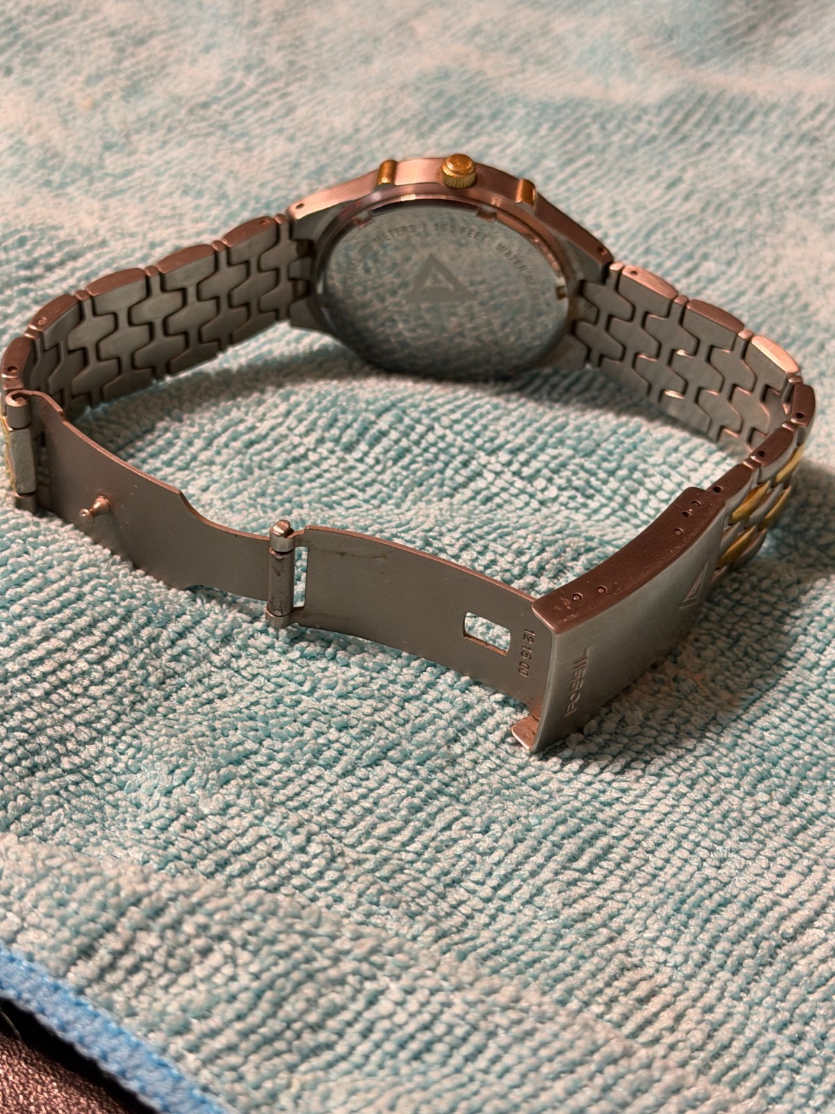 Fossil Arkitekt Watch Two Tone Gold Silver Stainless Steel Date – needs battery