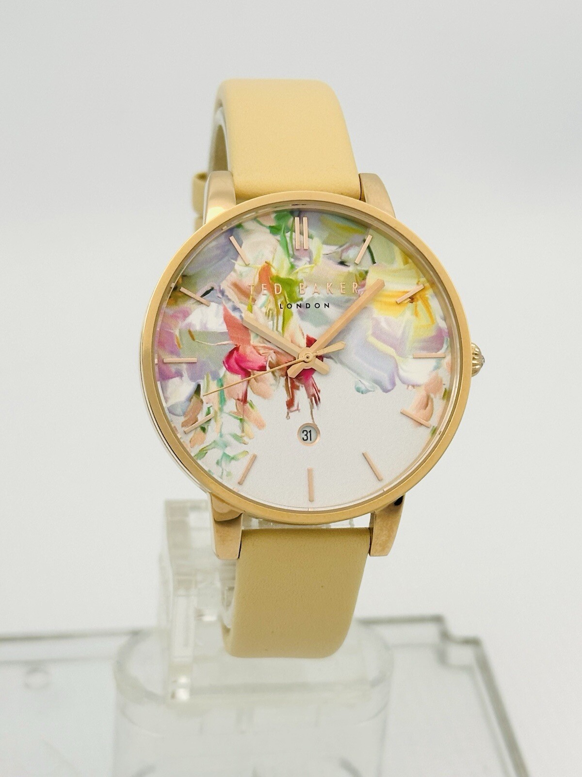 Ted Baker Women’s TE10026453 Multicolour Dial Cream LeatherStrap Rose Gold Watch