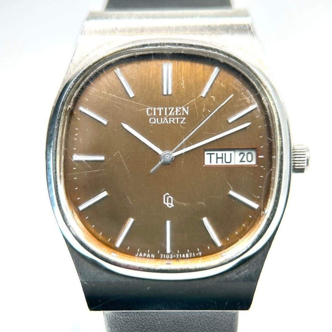 CITIZEN Quartz Men’s Watch Brown Dial Square Day Date 31.8mm Replacement Band