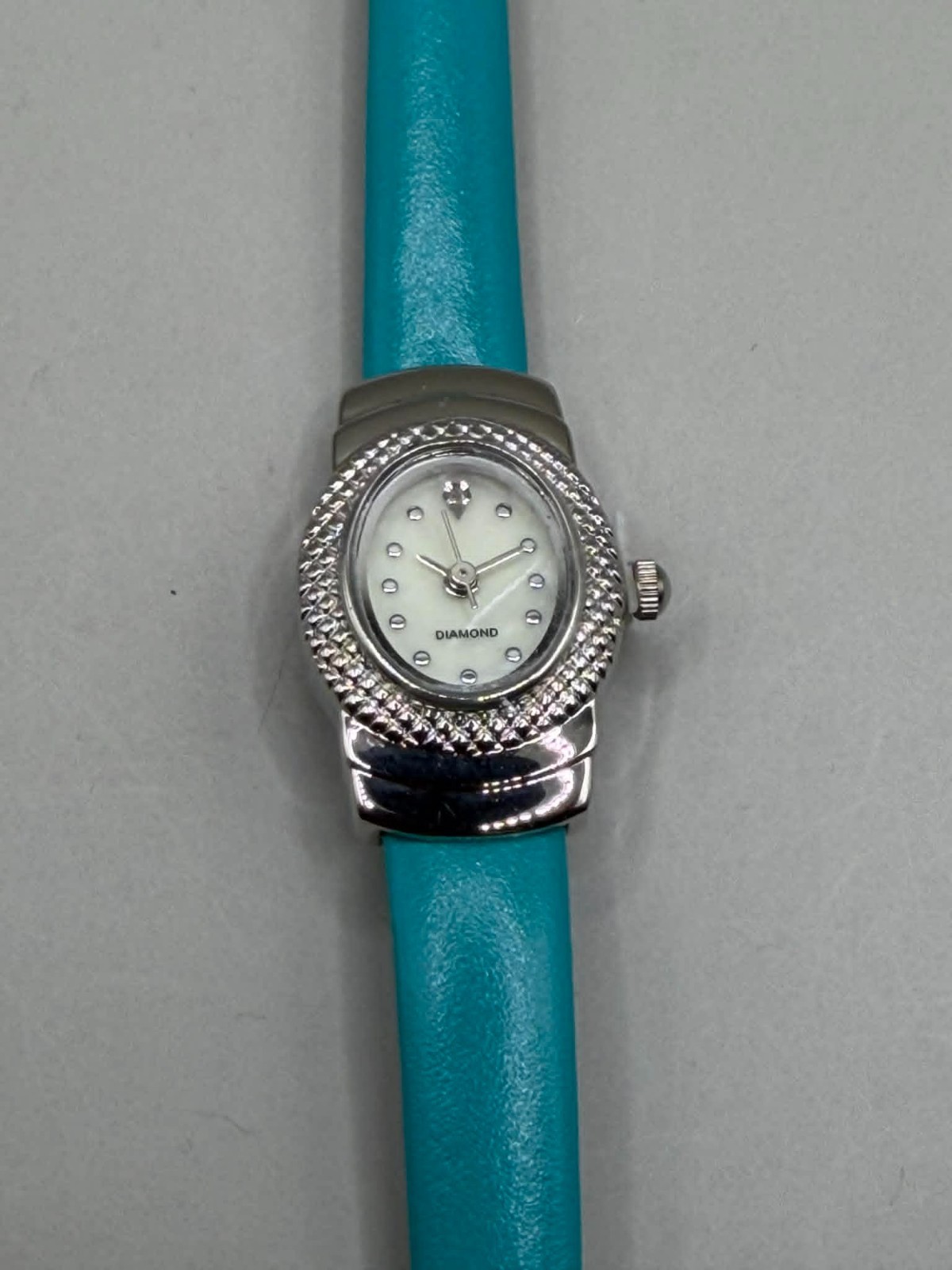 2012 Diamond Genuine Leather Quartz Analog Women’s Watch in teal