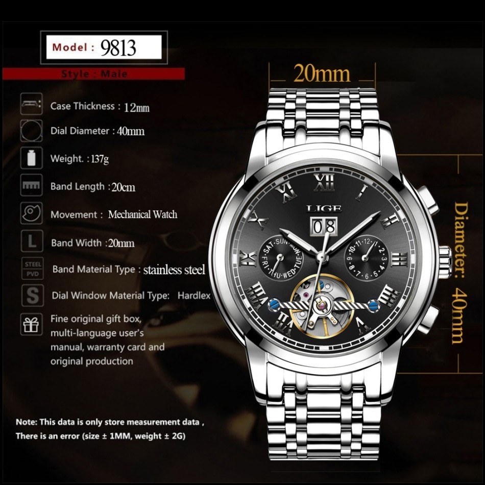 🔥Luminous Men Watch Automatic Mechanical Date Waterproof Man Daily Wristwatches