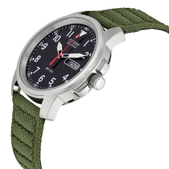 Citizen Eco-Drive BM8180-03E Men’s Day-Date Watch Green Canvas Strap