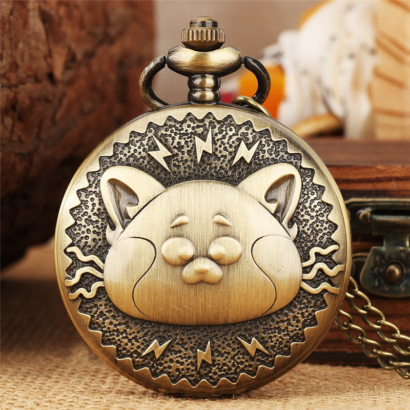 Vintage Pocket Watch Chain Animal Theme Necklace Chain Quartz Movement Watches