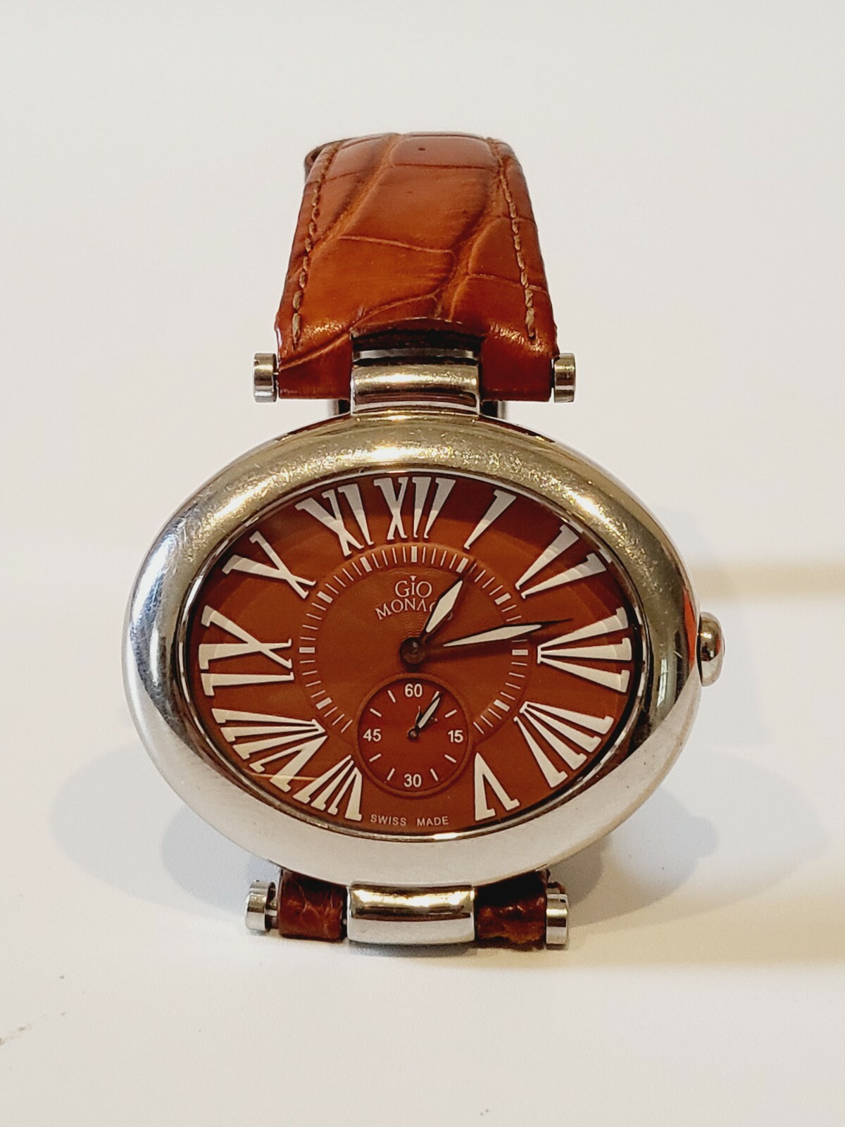 Gio Monaco Diva | Women’s Oval Brown Alligator Leather Watch 2213M | Swiss Made