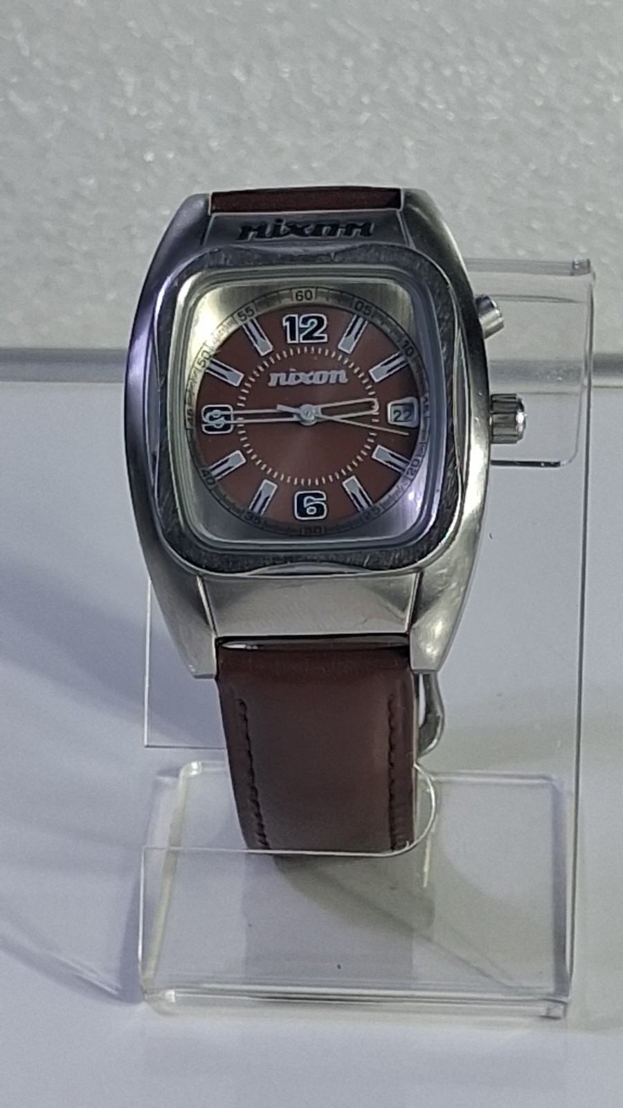 Nixon The Rocker Watch Mens Black Silver Tone Vintage Square Analog Quartz