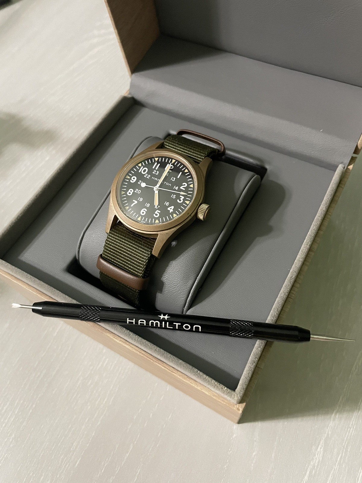 Hamilton Khaki Field Mechanical Bronze – Black Dial – H69459530 Full Set