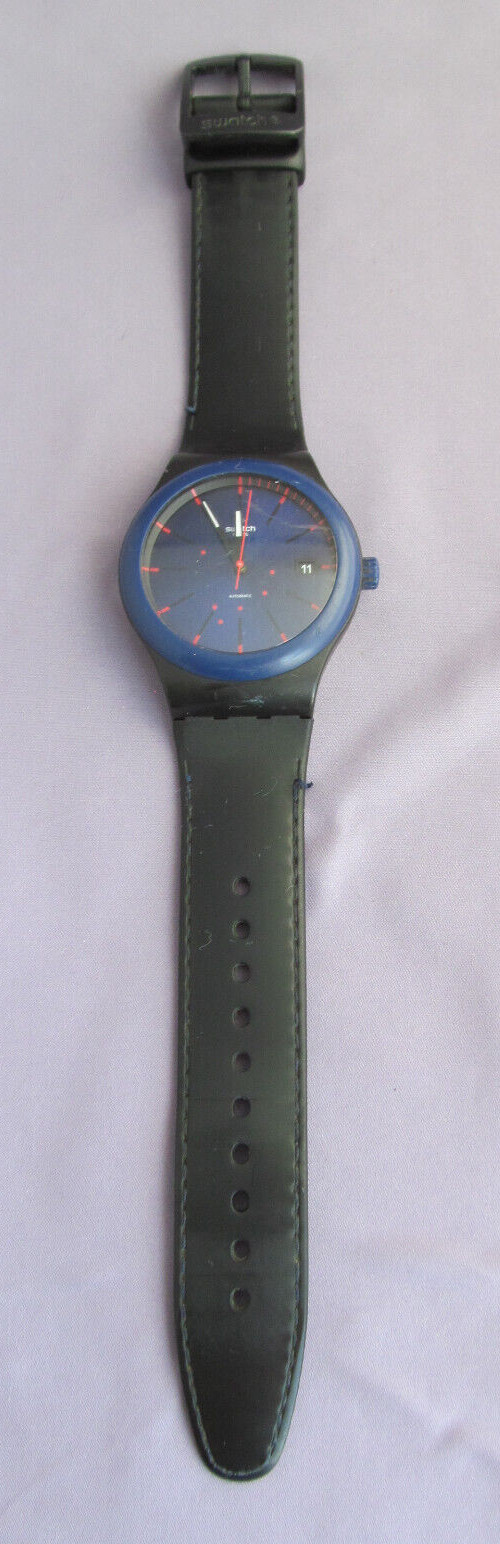 MEN’S 2015 SISTEM51 SWATCH 19 JEWEL DATE WATCH BLUE FACE WORKING