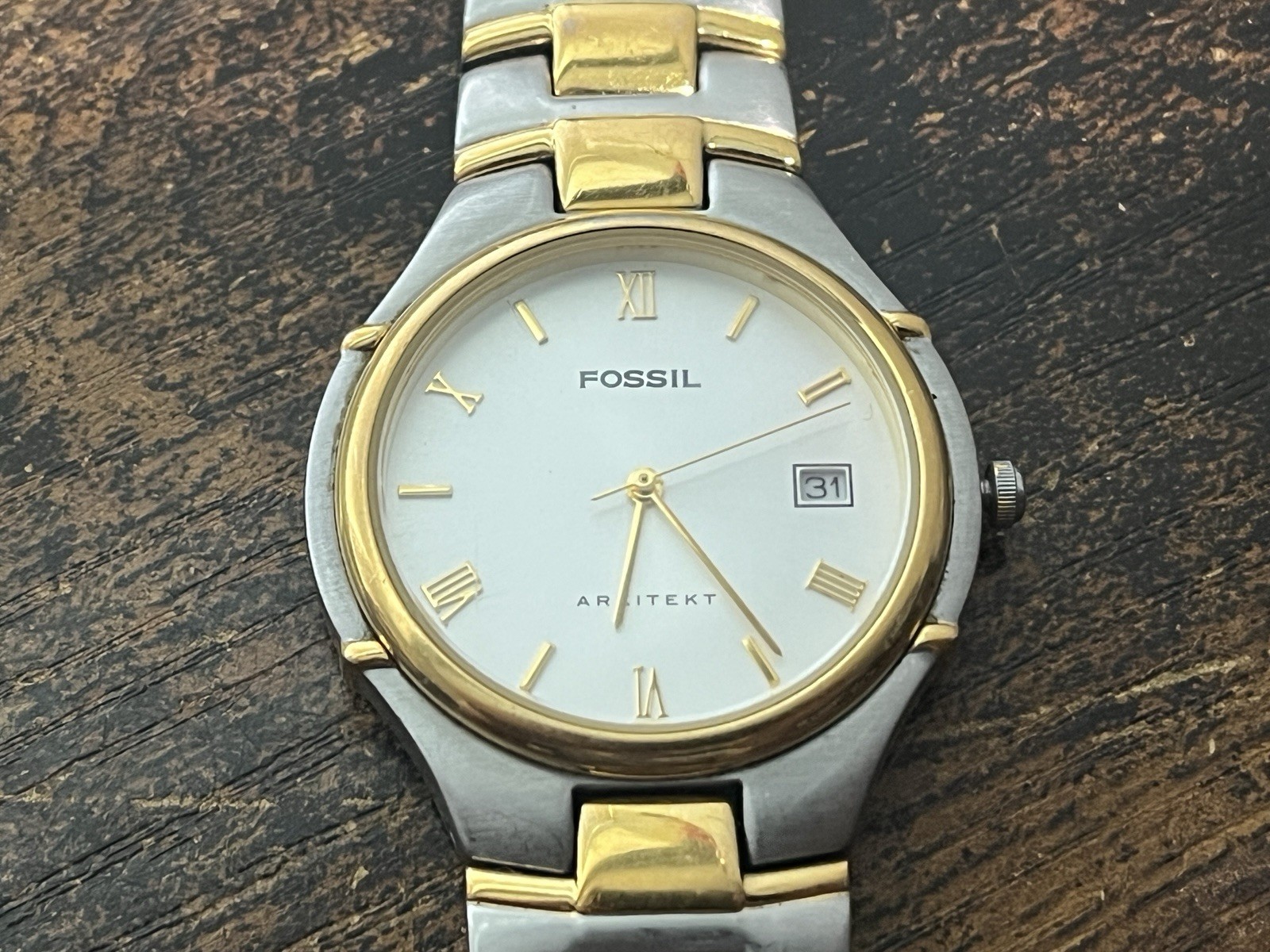 Fossil Arkitekt Men’s Watch Quartz FS-2700 Stainless Two Tone 35mm Collectible