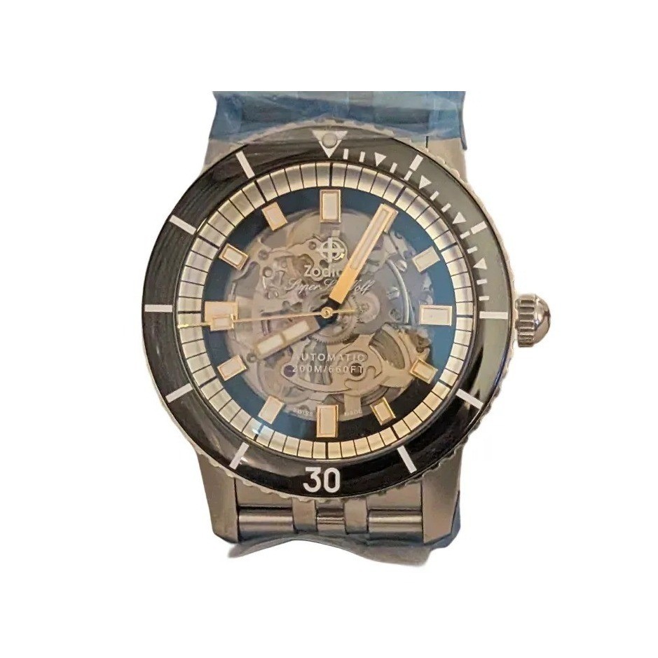 Zodiac Super Sea Wolf Automatic Watch ZO9319 Silver Black 40mm NIB $2995