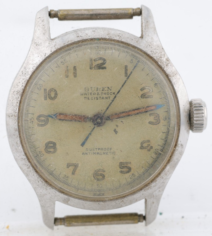 BUREN GRAND PRIX 17j MILITARY SWISS WATCH, 32mm 15mm LUG, FOR REPAIR (M1)