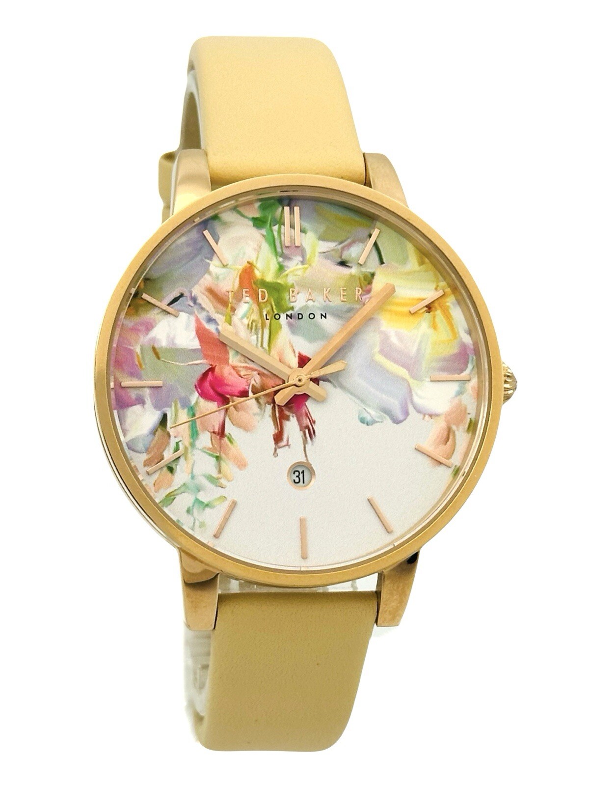 Ted Baker Women’s TE10026453 Multicolour Dial Cream LeatherStrap Rose Gold Watch