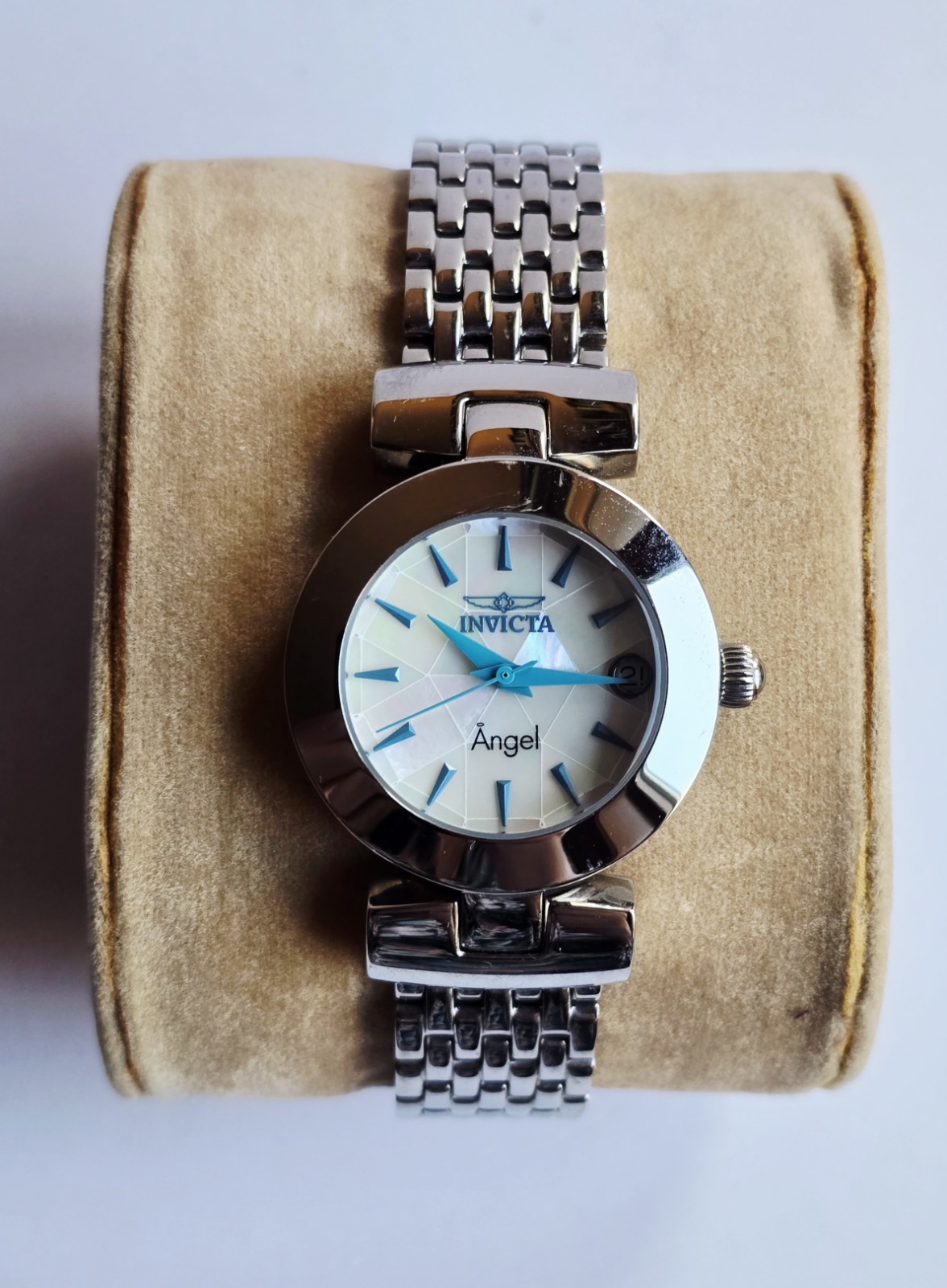 Invicta Angel Watch 15869 Mosaic Face, Silver Color, Blue Hands & Indices Runs