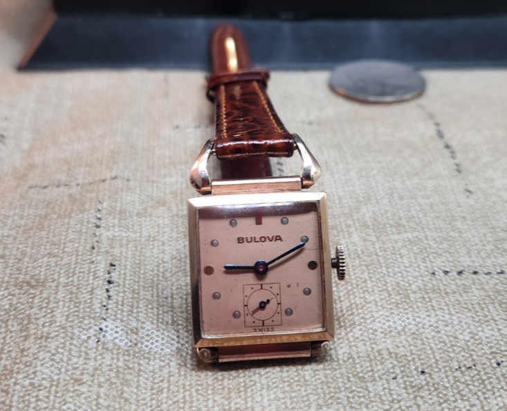 Vintage Men’s Bulova Rare Drivers Watch 14K Rose Gold Filled 17J 8AH Runs