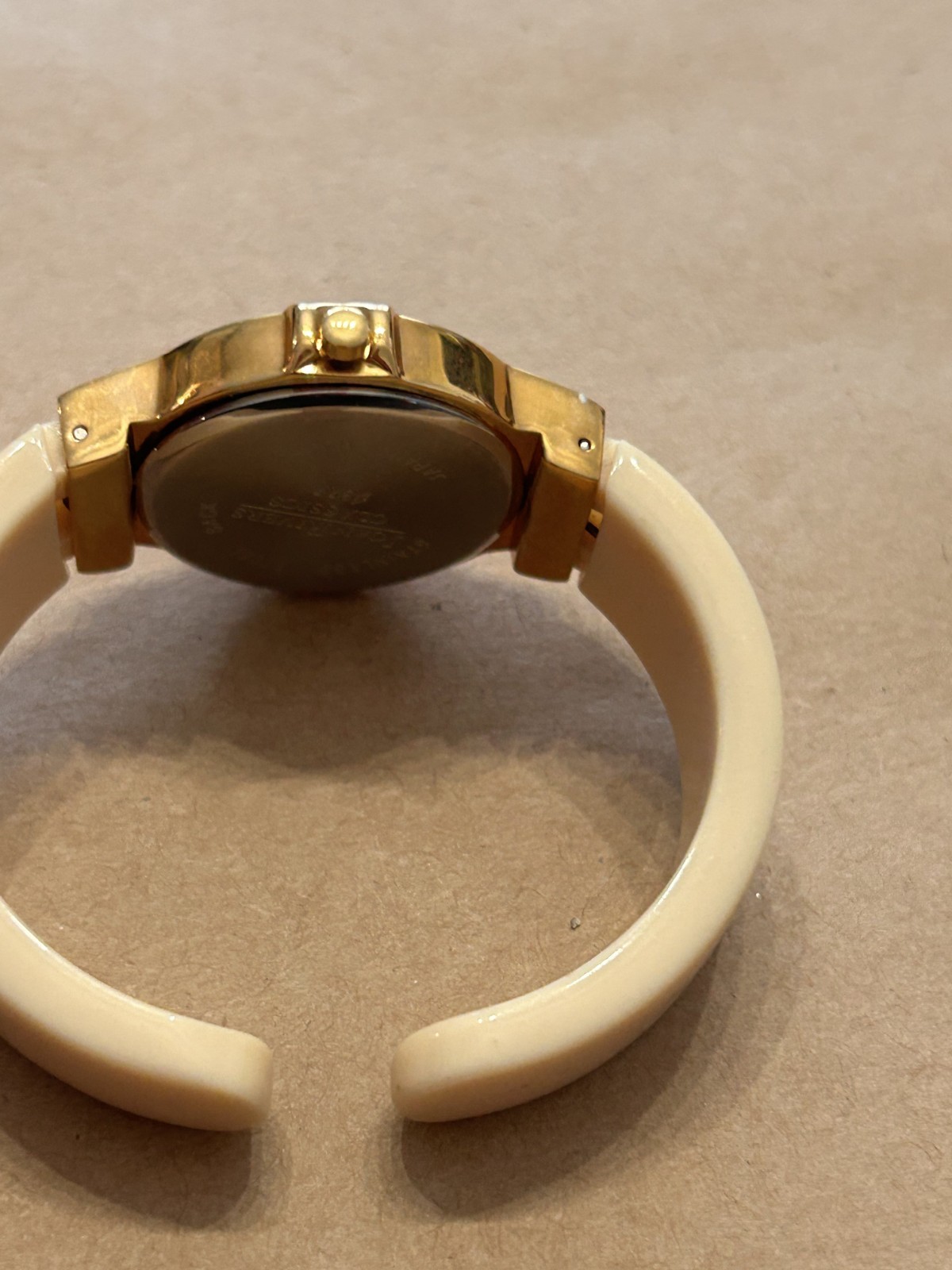 Joan Rivers Classics Ivory Enamel Bangle Watch Gold Tone Quartz New Battery