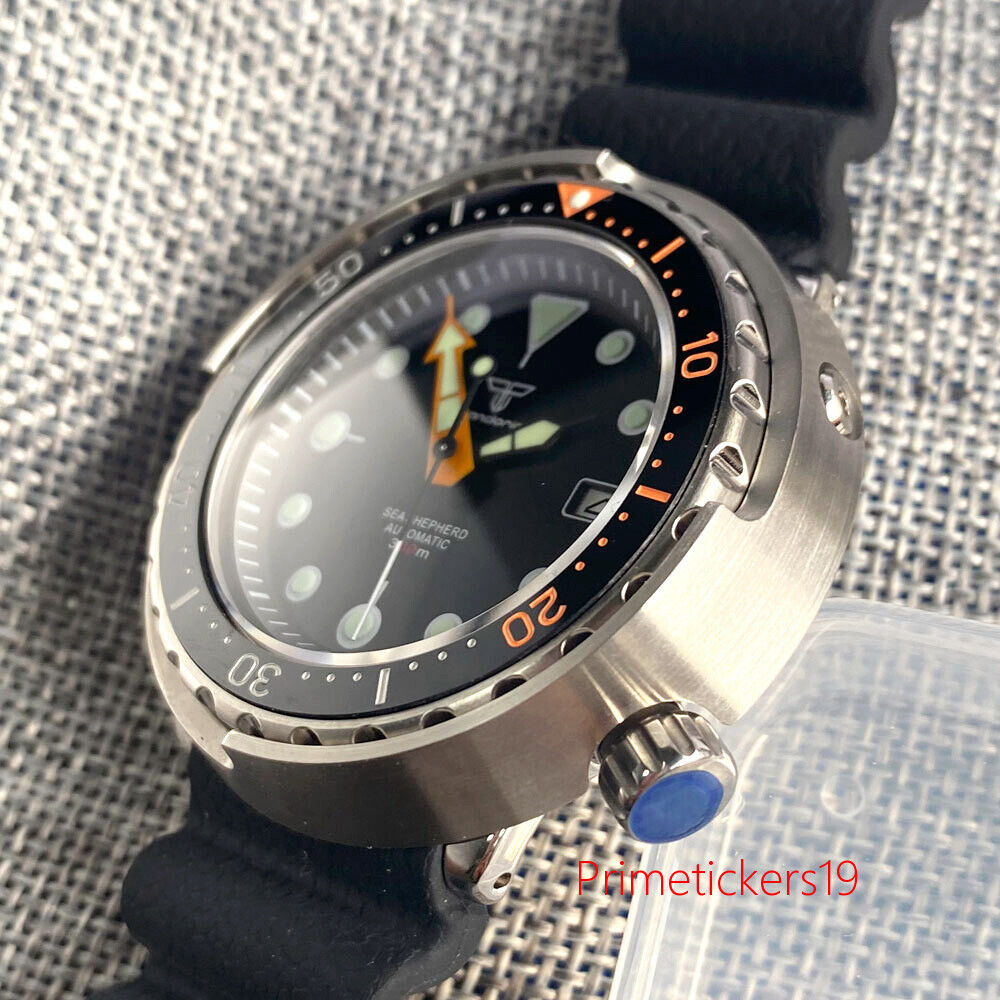 Tandorio NH35A 46.5mm Automatic Diving Men Watch Sapphire Glass Date Display