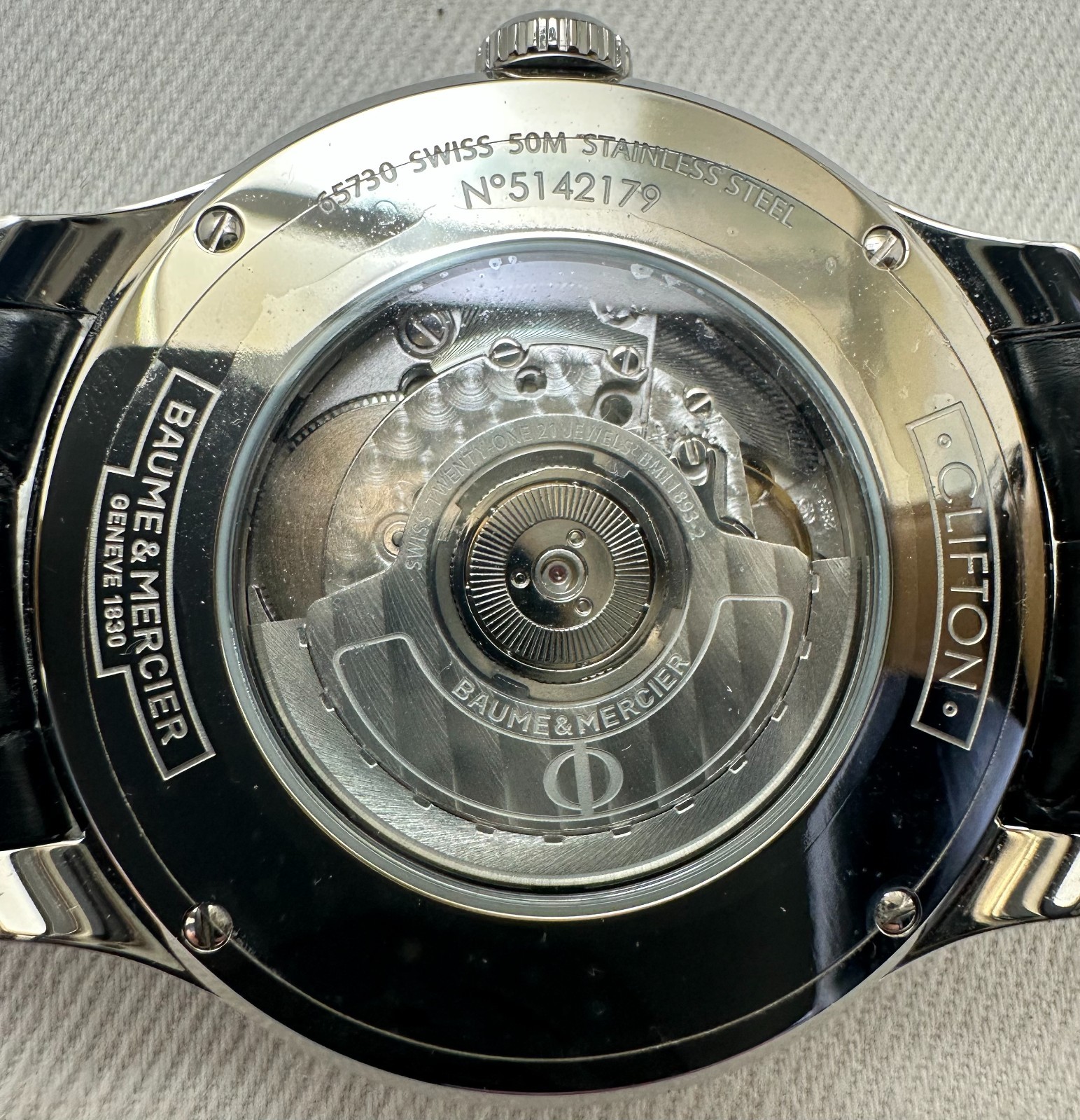 Baume & Mercier Clifton Dual Time Champagne Men’s Watch – 65730
