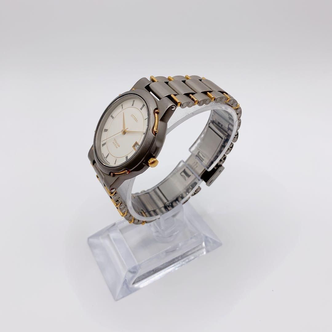 Citizen Attesa 3810-451694Y Date White Dial Titanium Watch Japan