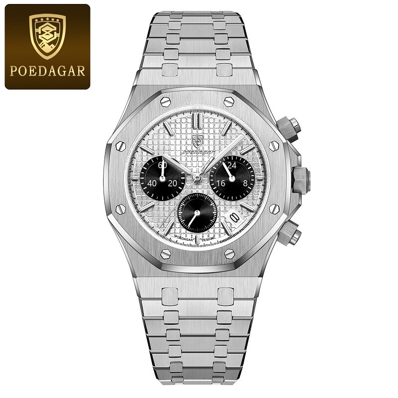 KC POEDAGAR Men Chronograph Quartz Wrist watch Business Luminous with box