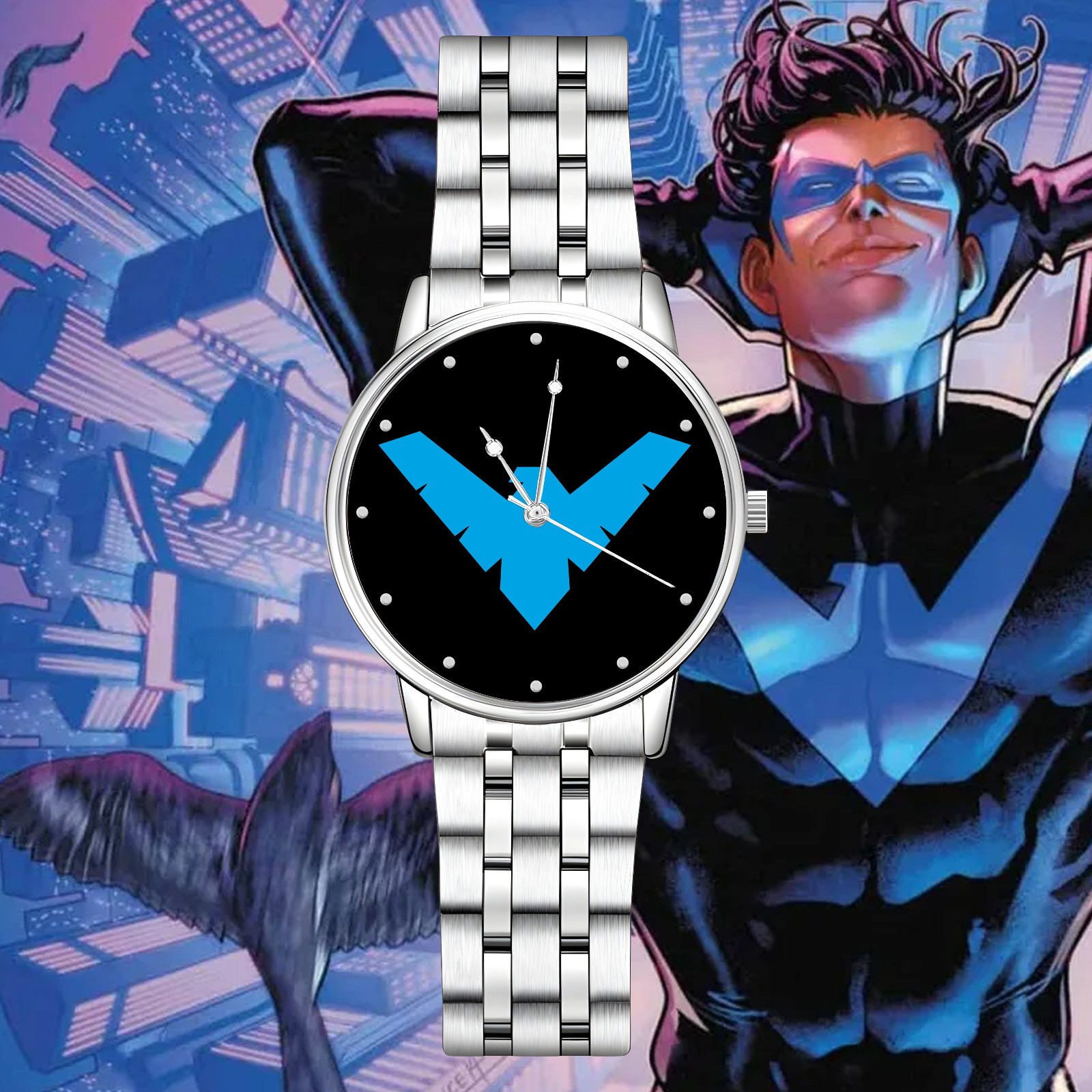 Nightwing DC Comics Engraved Wristwatch