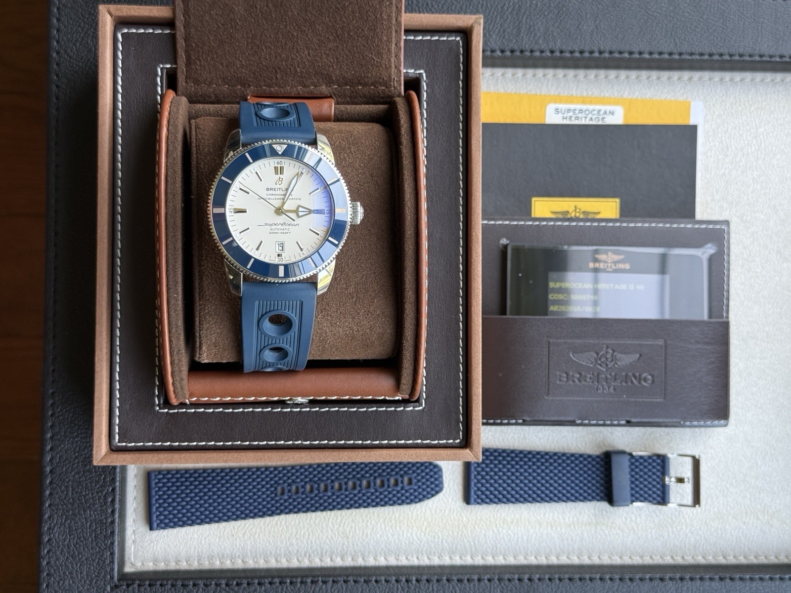 Breitling Superocean Heritage AB2020 46 White Dial Blue Bezel Complete