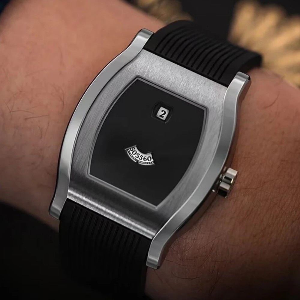 Men Jump Hour Automatic Mechanical Watch Sapphire Glass Rubber Strap Waterproof