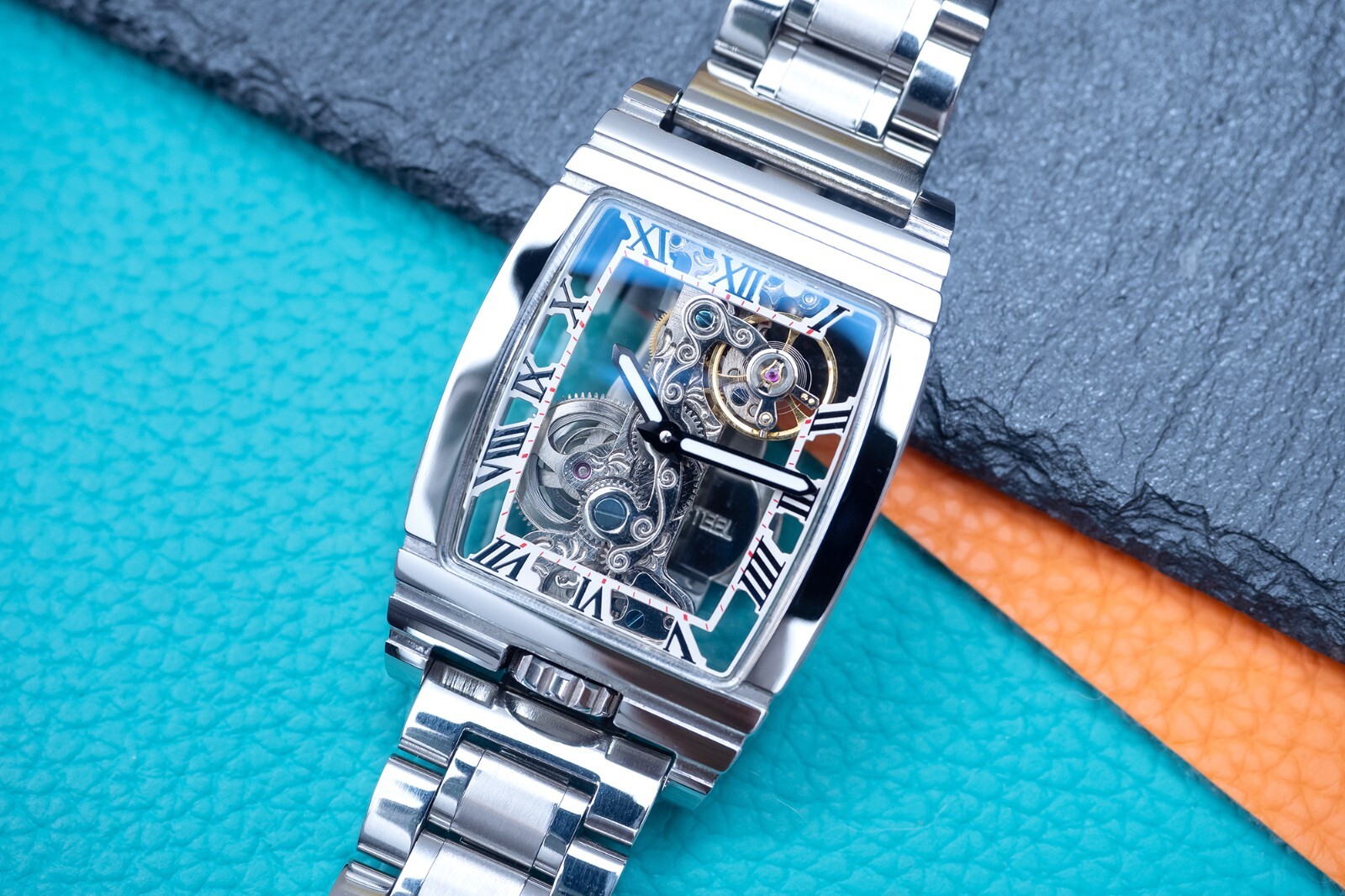 Mens Silver Bridge Manual Mechanical Watch Stainless Steel Metal Strap Gift