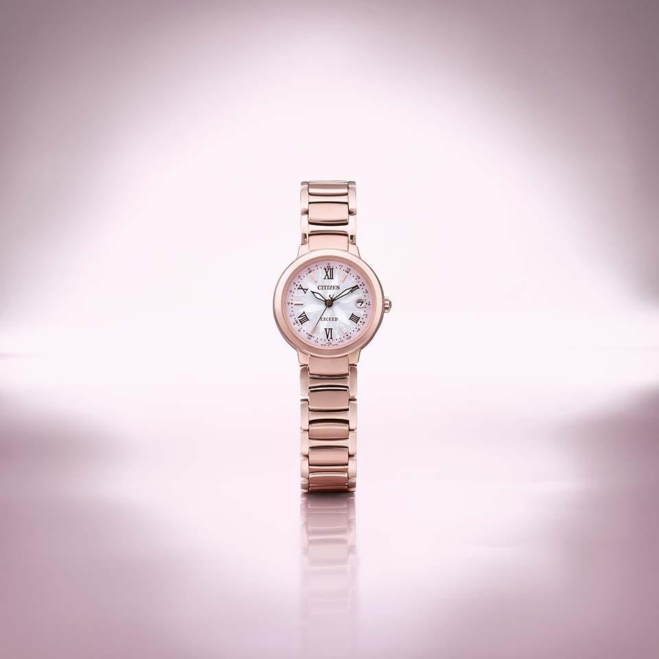 CITIZEN EXCEED ES9322-57W Silver Pink Eco-Drive Ladies Japan Watch NEW