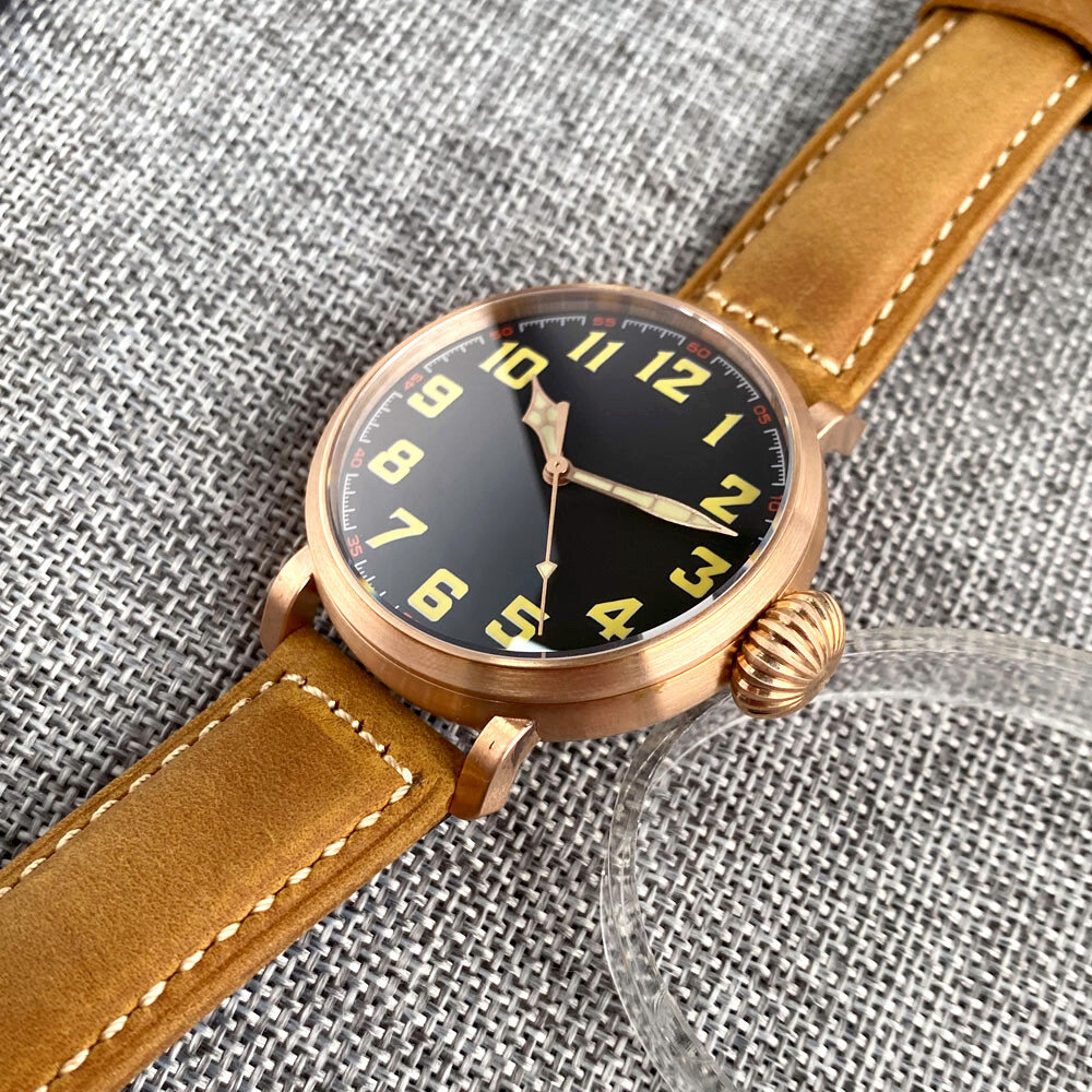 46.5mm Tandorio CUSN8 Solid Bronze Black Dial NH35A PT5000 Automatic Men Watch