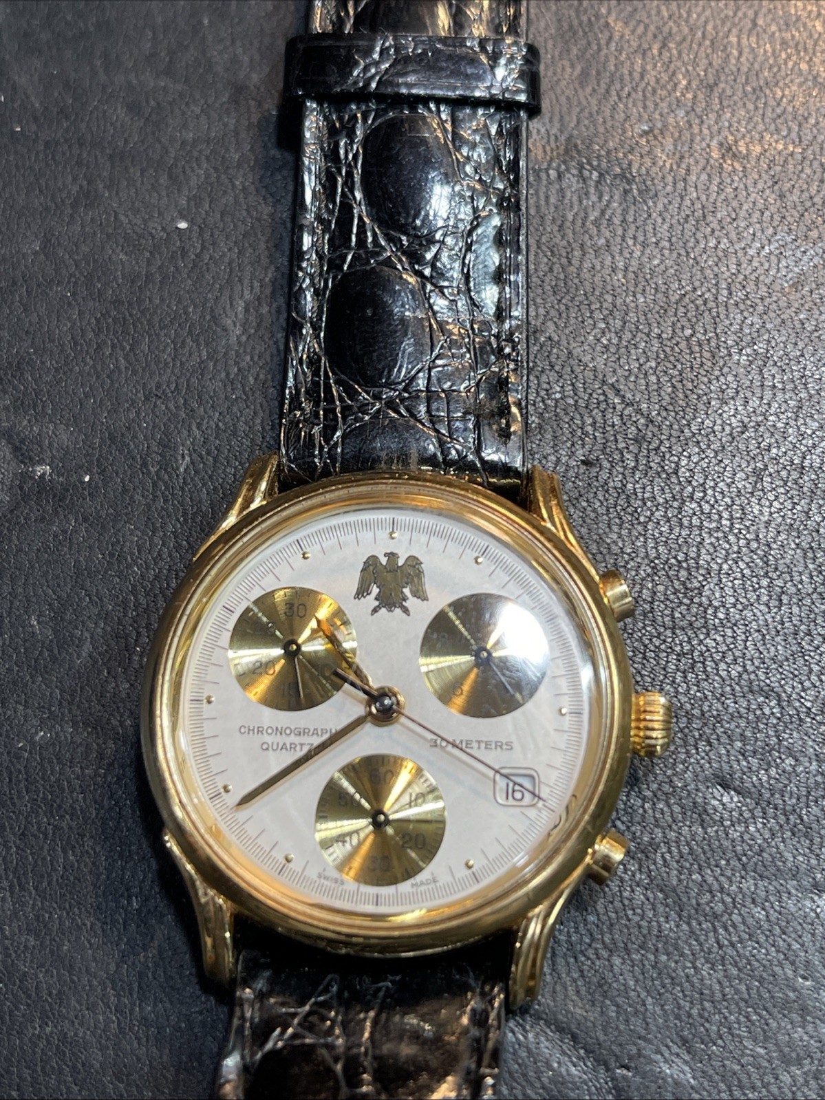 The Franklin Mint Swiss Made Chronograph Quartz Watch (30 Meters) Running