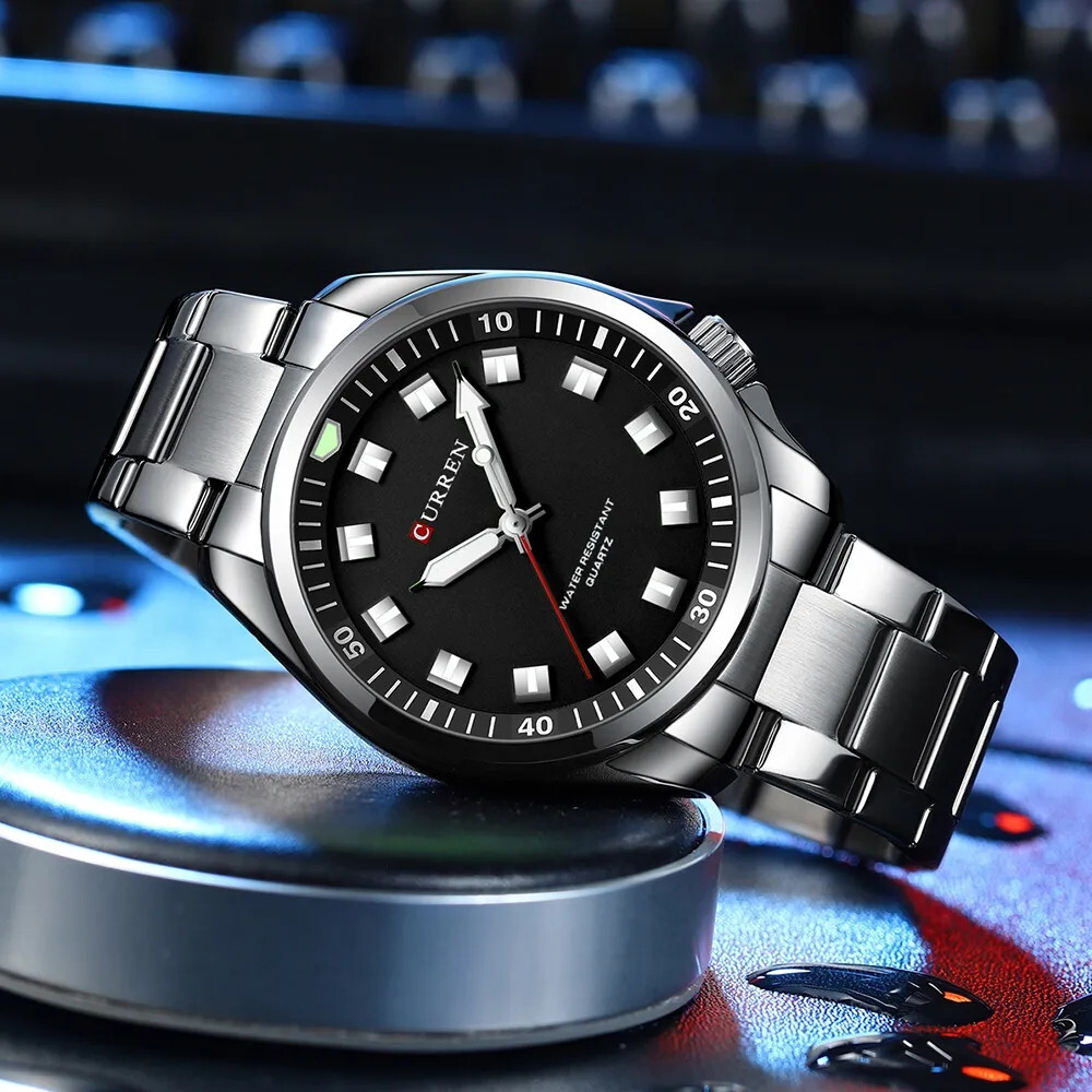 CURREN Men Quartz Watch Stainless Steel Luminous Wristwatch Male Sport Watches