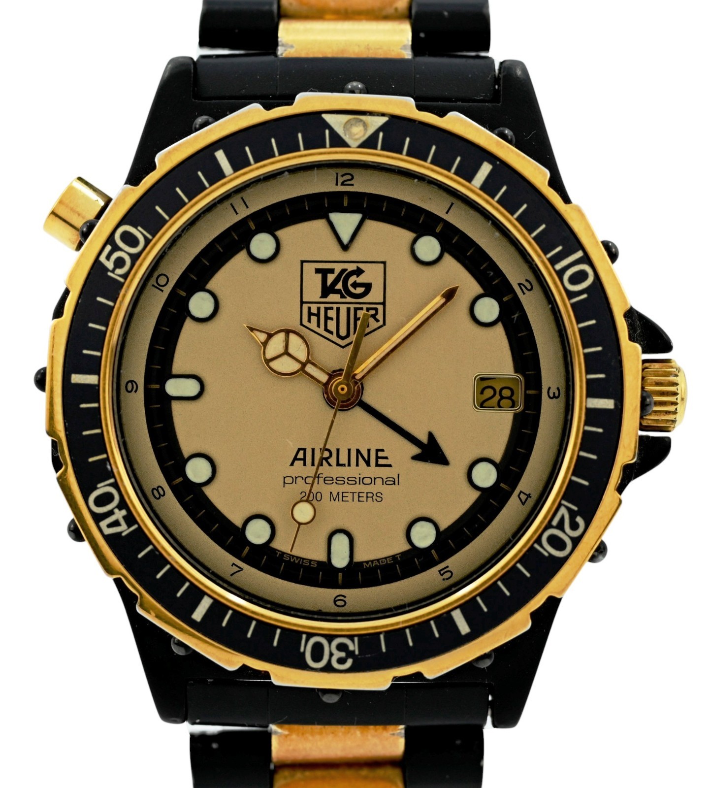 Tag Heuer 35mm Men’s Black PVD/ Gold Airline 12h Dial GMT Watch! Ref: 896.513!