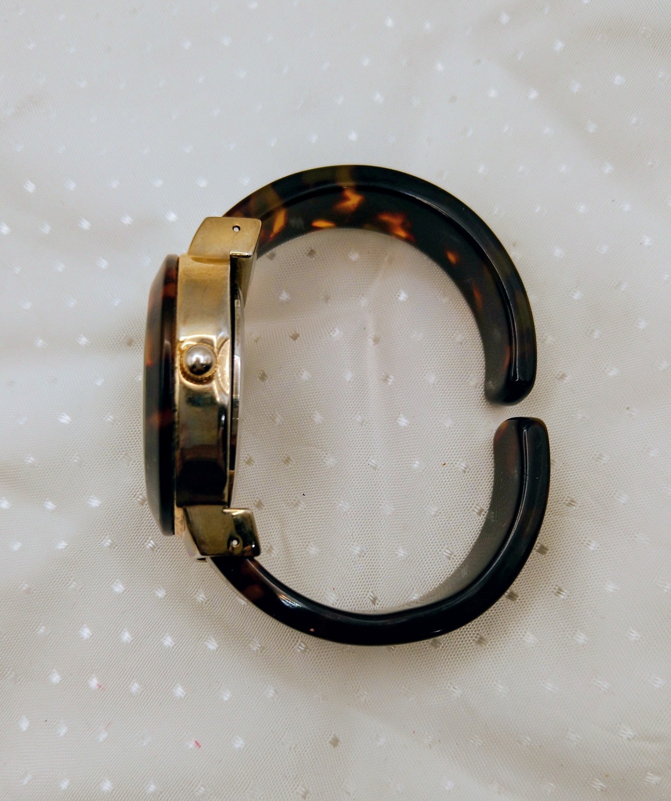 Bora Watch Tortoiseshell Bangle Mother Of Pearl Gold Tone Japan Needs Battery