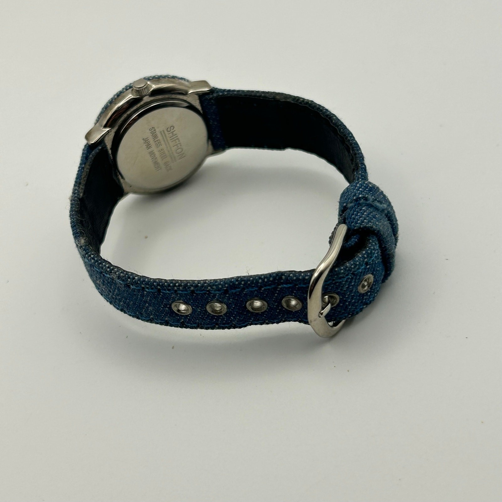 Shiffon Blue Denim Fabric Band and Case Cover Women’s Quartz Watch New Battery