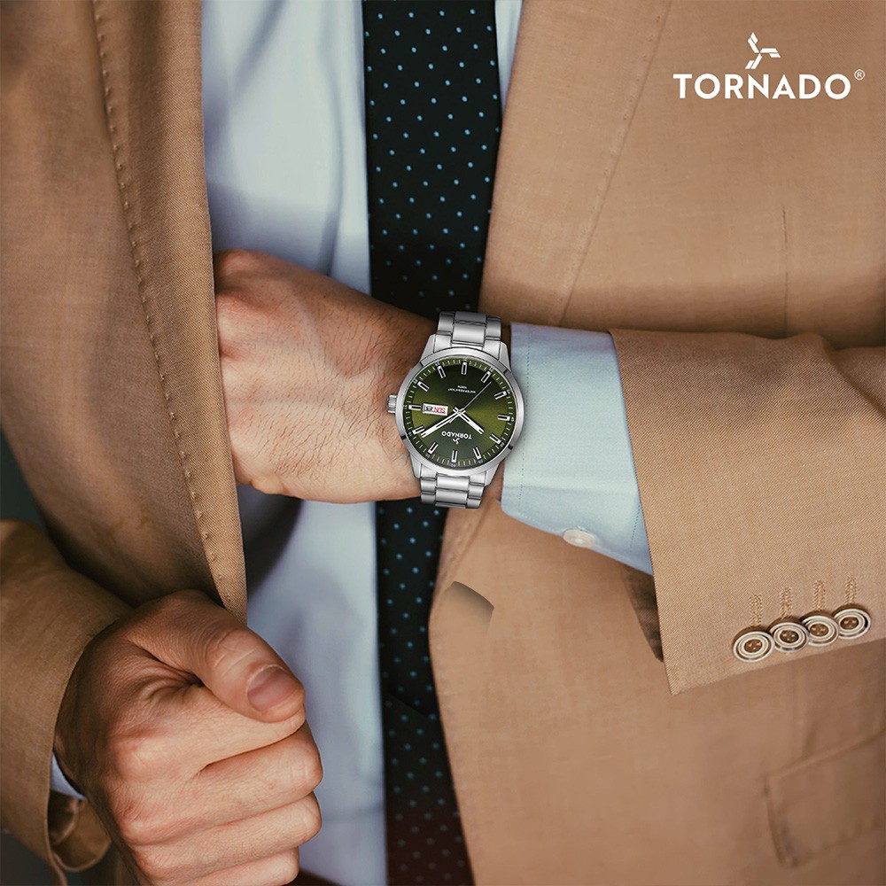 Tornado Spectra Men’s Analog Watch | Green Dial, 43x48mm, 100 m (10 ATM)