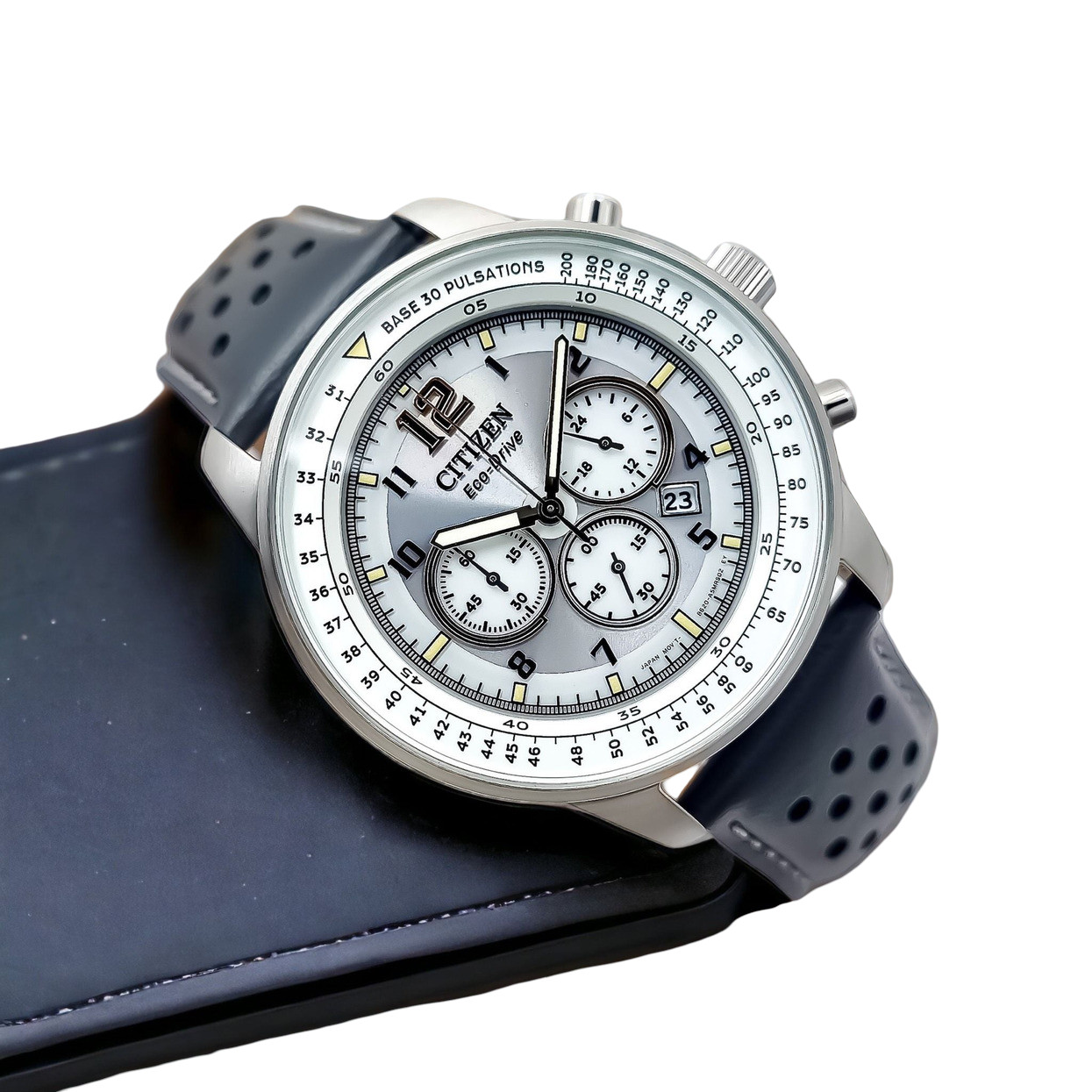 Citizen Gray Dial Chronograph Date Indicator CA4500-24H Leather Band Men’s Watch