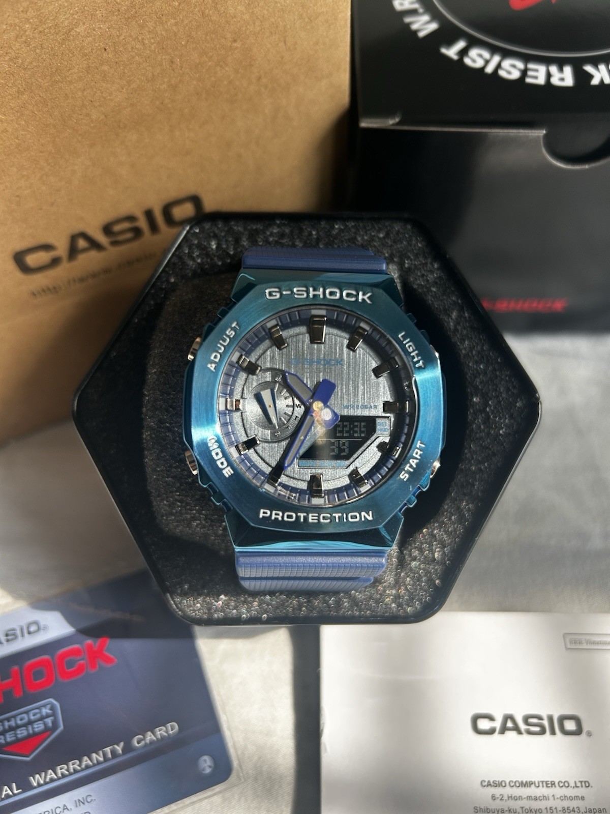 Casio G-SHOCK GM-2100 Blue Resin Analog-Digital Quartz 200m Box/Papers