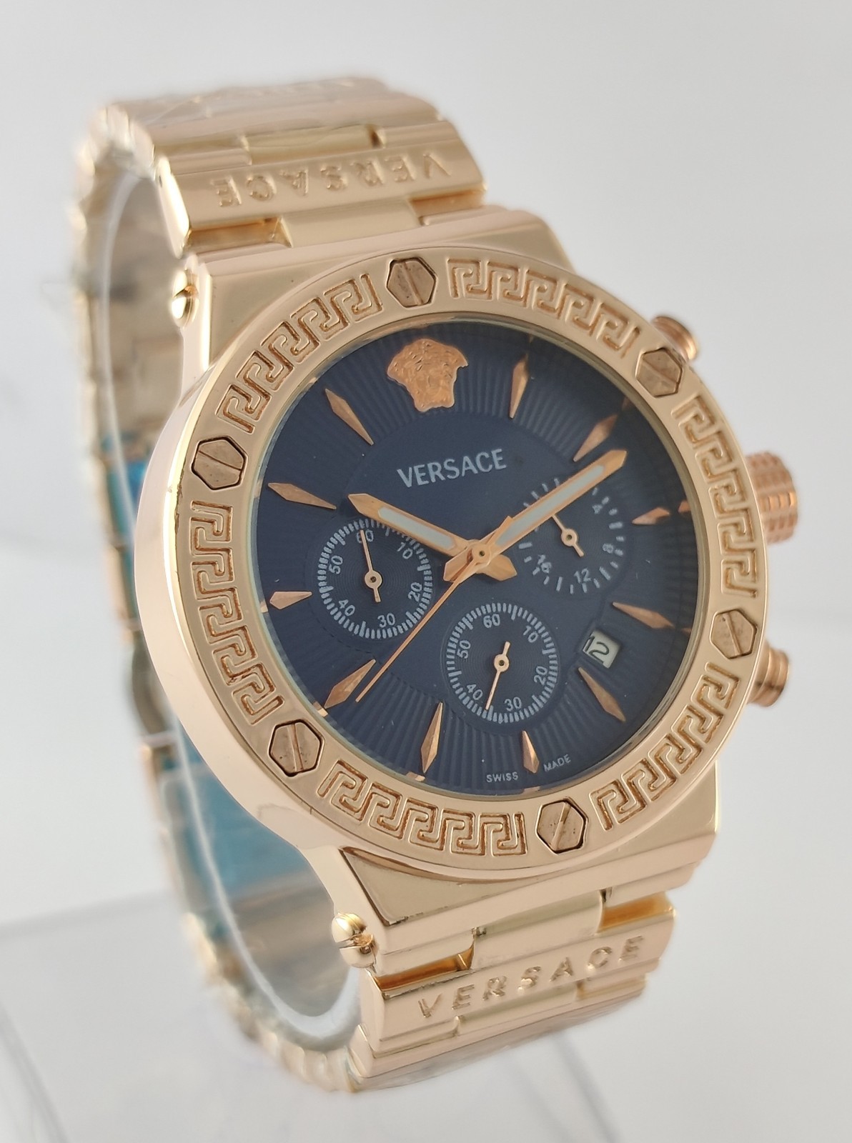Versace Quartz Chronograph Blue Dial “Date” All Working Men Wristwatch Pre-Owned