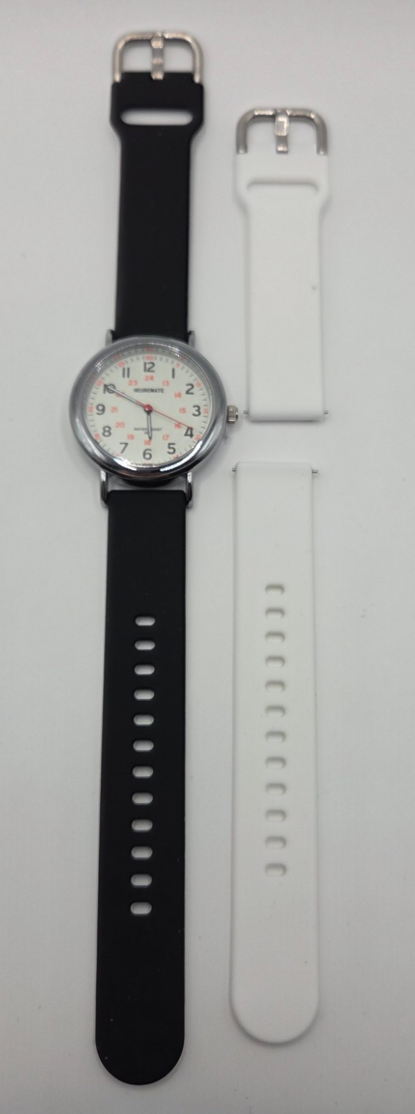 HEUREMATE Waterproof Unisex Analog Watch Luminous Easy-Read Black White Bands