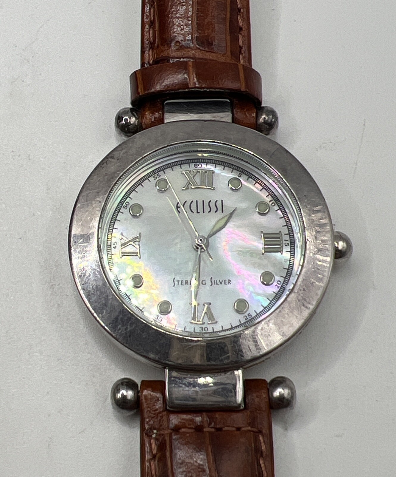 Ladies ECCLISSI All Sterling Silver Mother of Pearl Dial Watch 22340 EXTRA BANDS