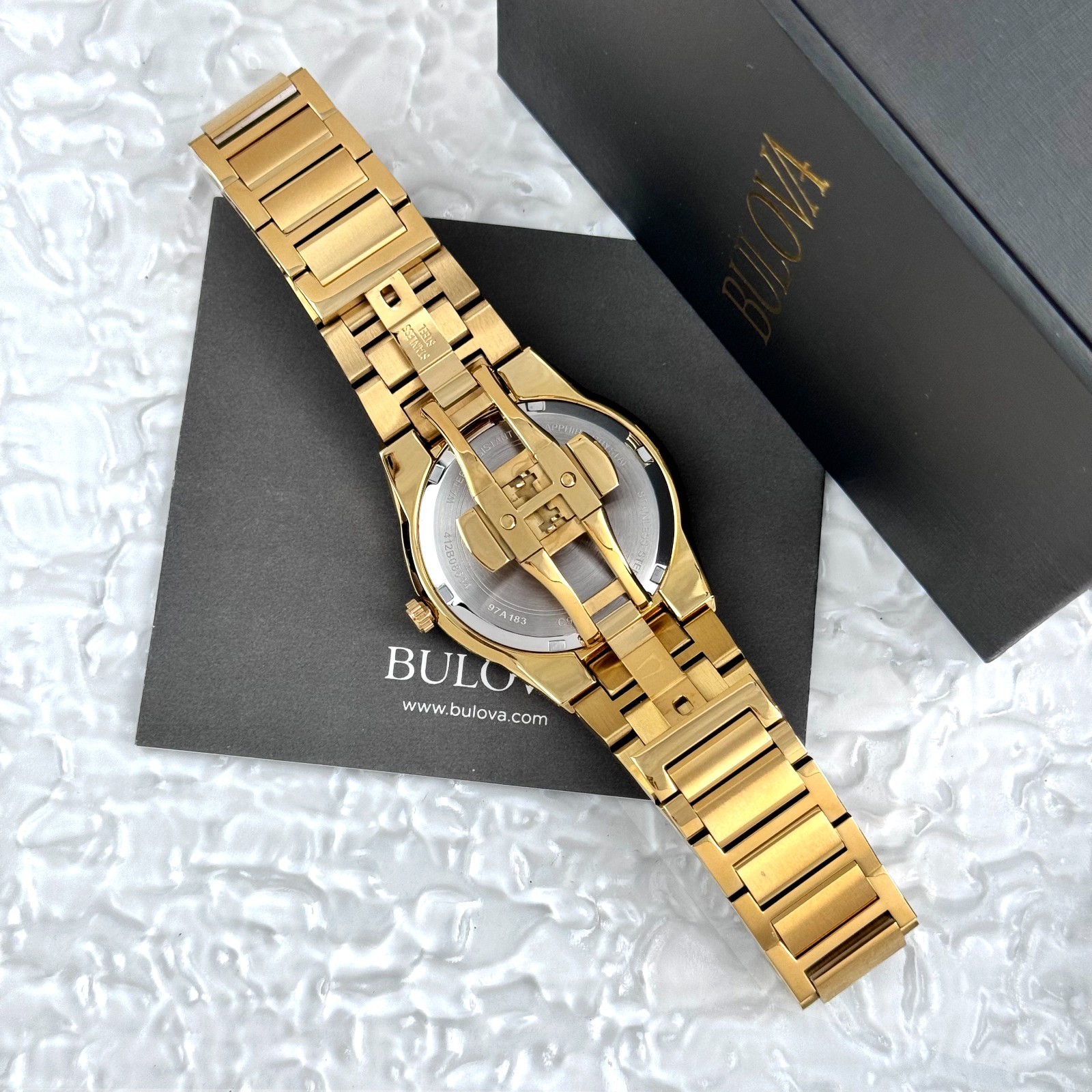 Bulova Millennia Men’s Quartz Black Dial Gold-Tone Stainless Steel Watch 97A183